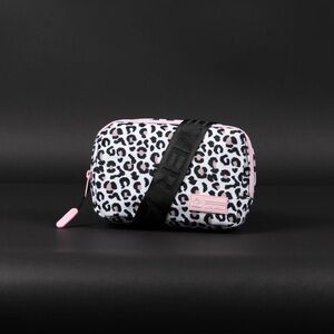 White and Pink Leopard Print Crossbody Bag